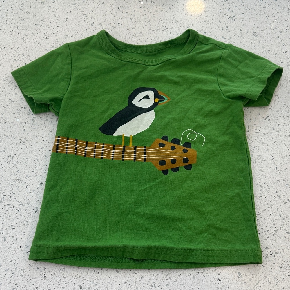 Tea Collection Green Tee with Bird and Guitar Graphic